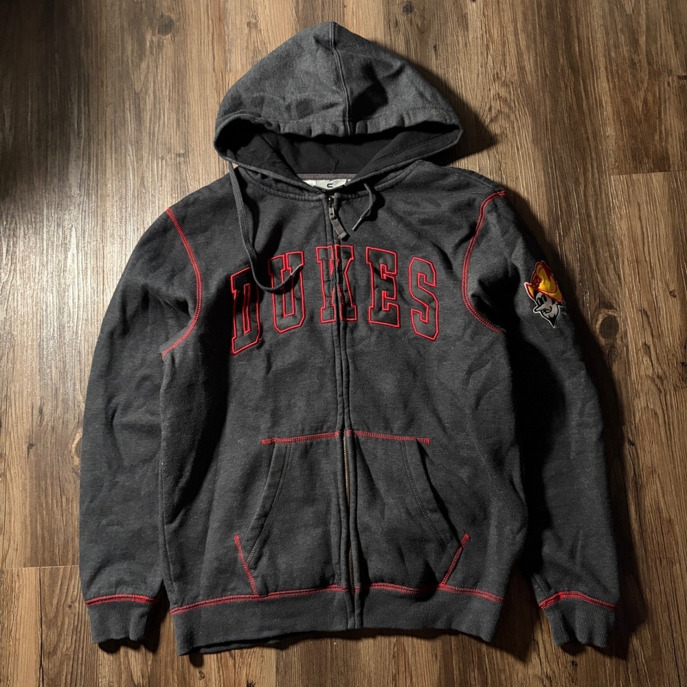 Colosseum Albuquerque Dukes Full Zip Hoodie Mens Medium Gray Red MiLB Baseball